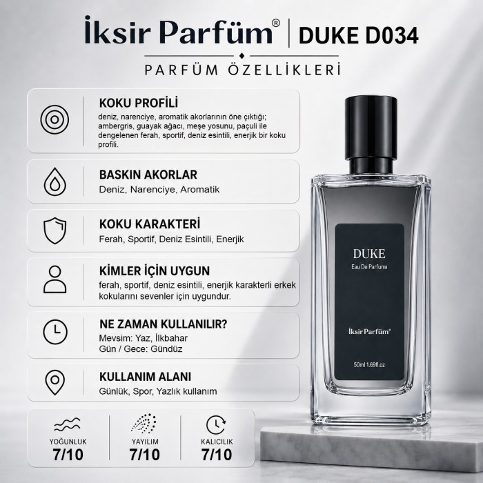 D034 Erkek Parfüm EDP 50 ml - Ferah Akuatik