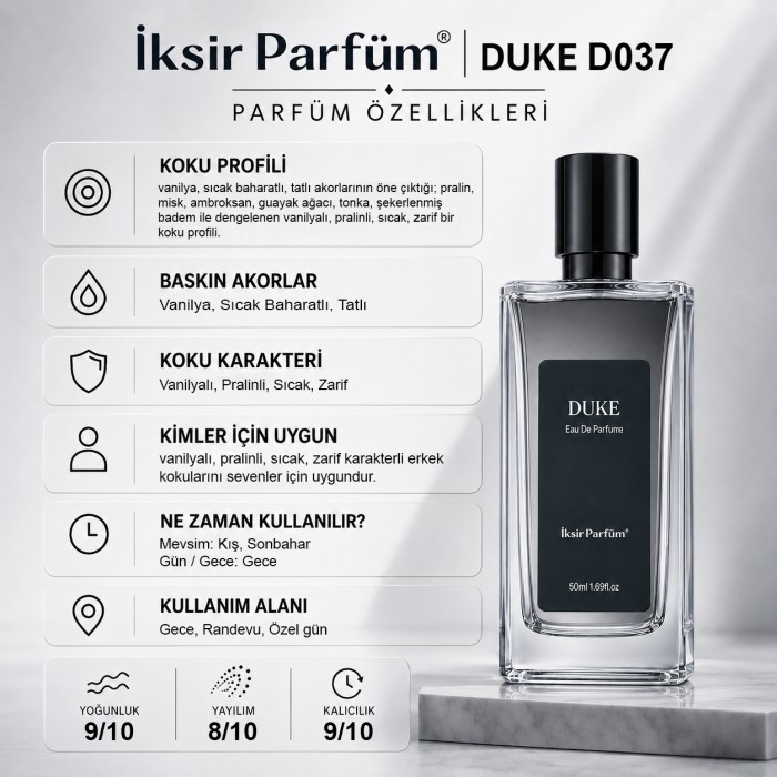 D037 Erkek Parfüm EDP 50 ml - Vanilyalı Amber