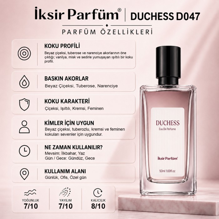 D047 Kadın Parfüm EDP 50 ml - Beyaz Çiçeksi