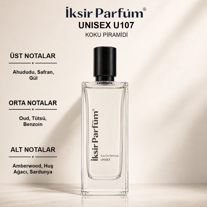 U107 Unisex Parfüm EDP 50 ml - Dumanlı Oud Gül