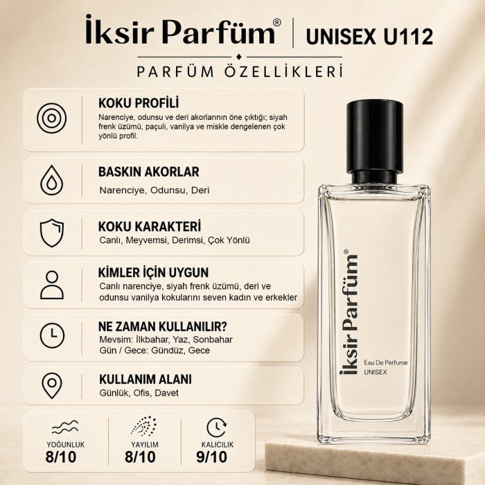 U112 Unisex Parfüm EDP 50 ml - Narenciye Deri